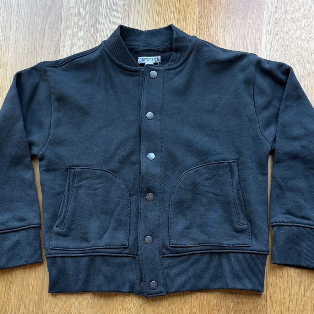 Crewcuts Black Snap-Front cotton lightweight Kids Bomber Jacket. NWT